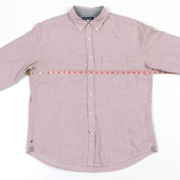 Alex Mill Shirt Men's Large Blue Red Micro Plaid 100% Cotton Button Down - Picture 4 of 10